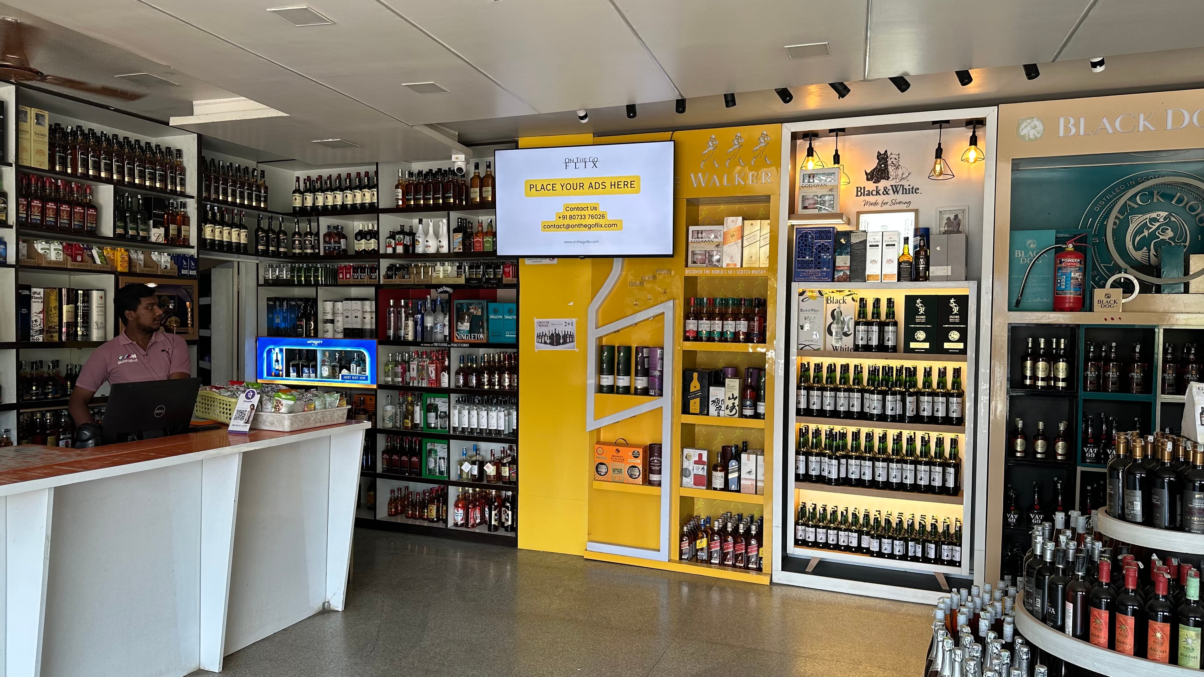 Screen placement at Liquor Prince